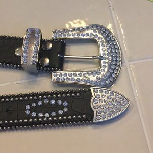 Black rhinestone studded western belt
